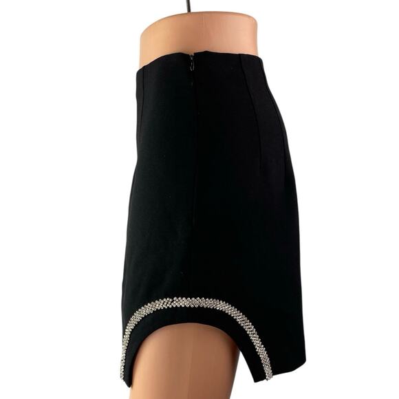 Zara Black Jeweled Rhinestone Embellished Slit Zipper Mini Pencil Skirt Size S - Picture 2 of 5